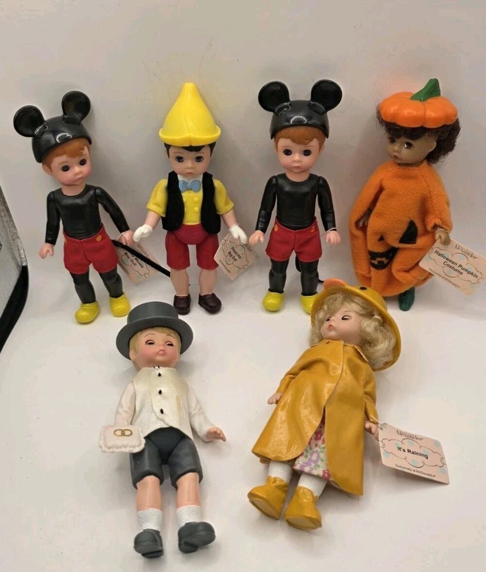 Lot of 6 McDonaldโs Madame Alexander Collectible Dolls โ Vintage Happy Meal Tags